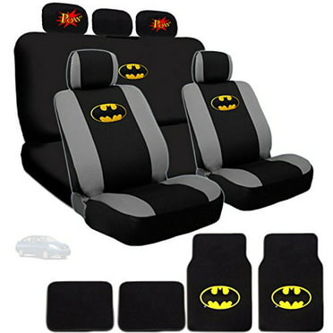 Batman Car Seat Covers Full Set Gray and Black w/ Yellow Logo Full Interior Kit
